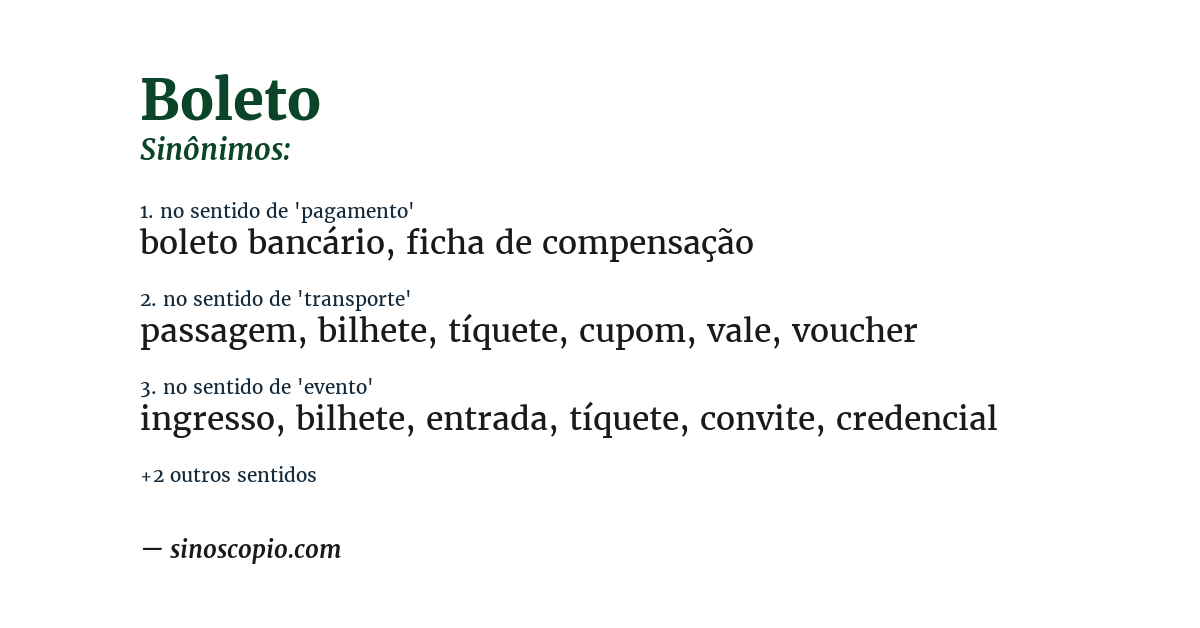 Sinônimo de boleto