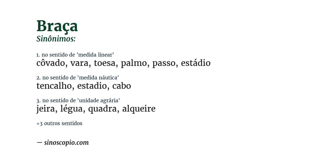 Sinônimo de braça
