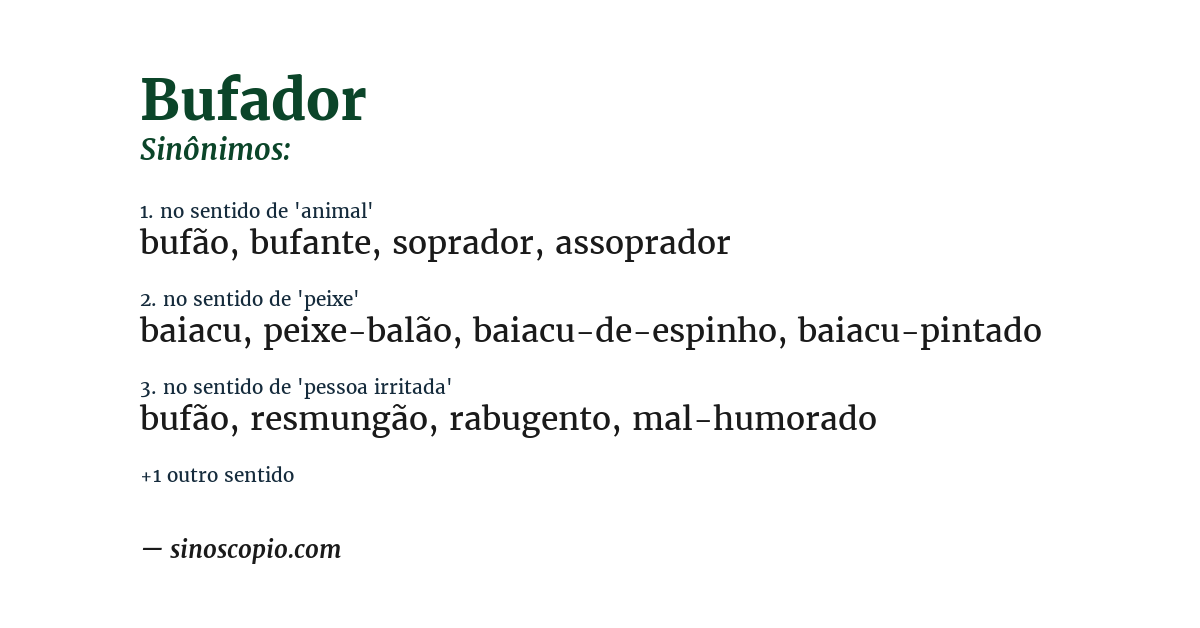 Sinônimo de bufador