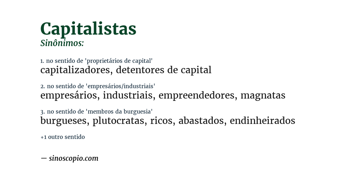 Sinônimo de capitalistas