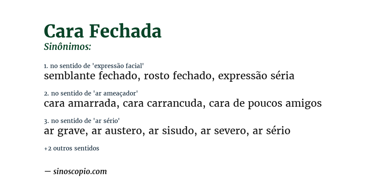 Sinônimo de cara fechada