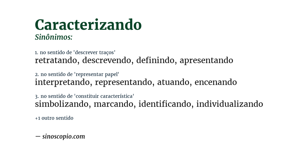 Sinônimo de caracterizando