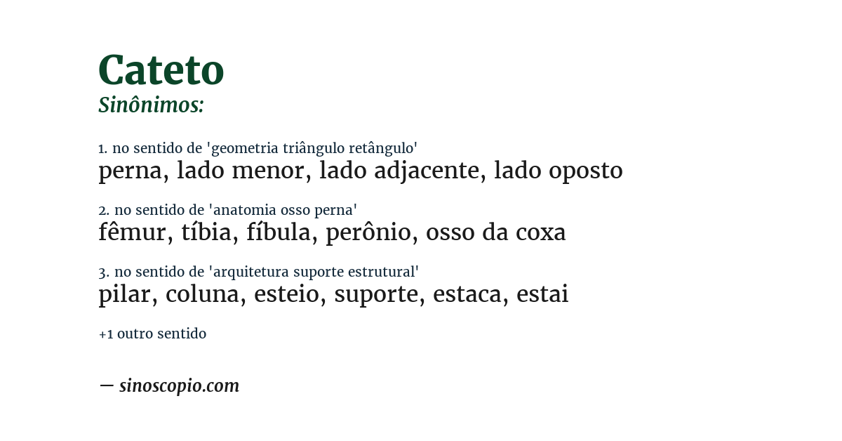 Sinônimo de cateto