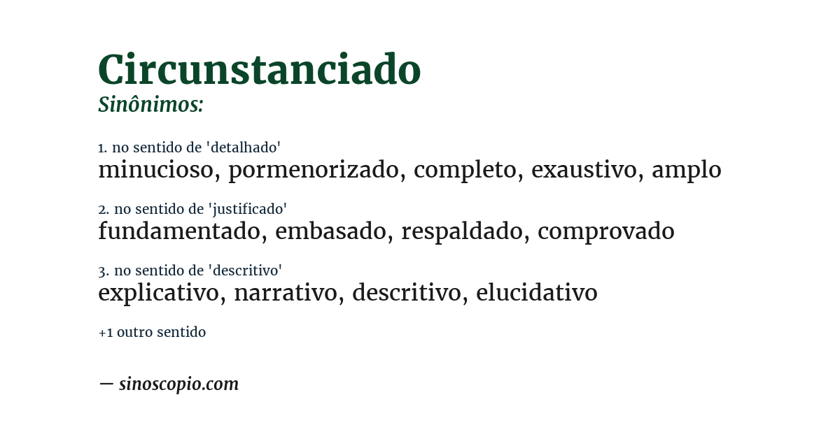 Sinônimo de circunstanciado