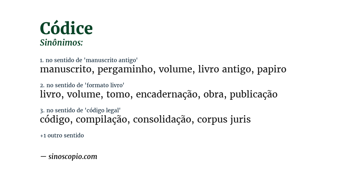 Sinônimo de códice