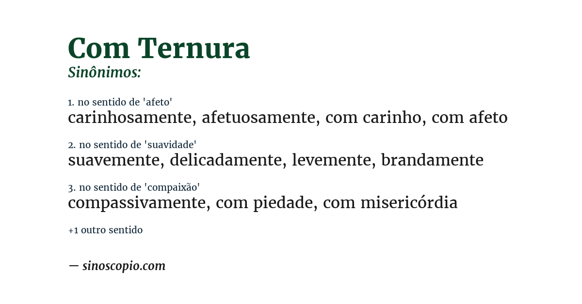 Sinônimo de com ternura