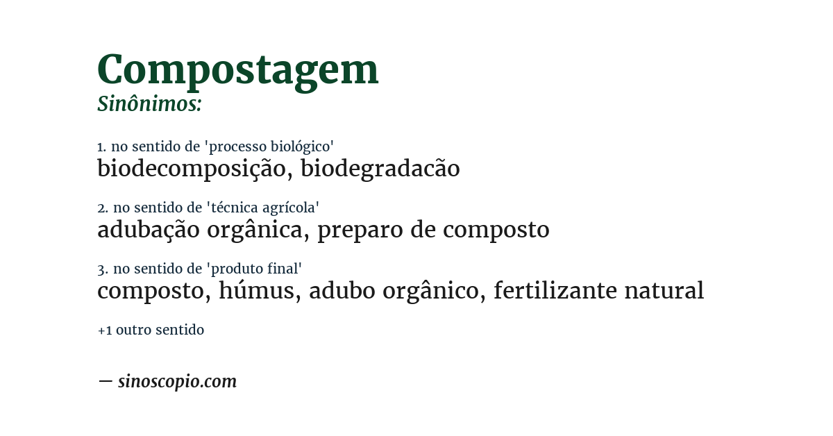 Sinônimo de compostagem