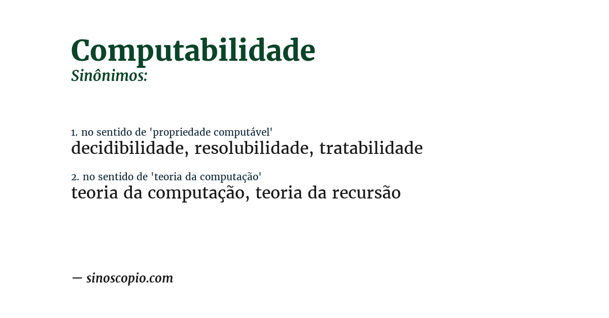 Sinônimo de computabilidade