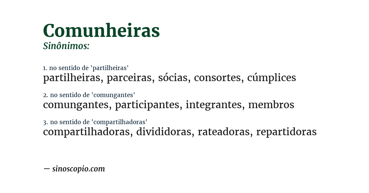 Sinônimo de comunheiras