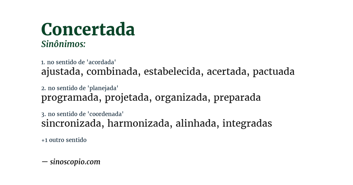 Sinônimo de concertada