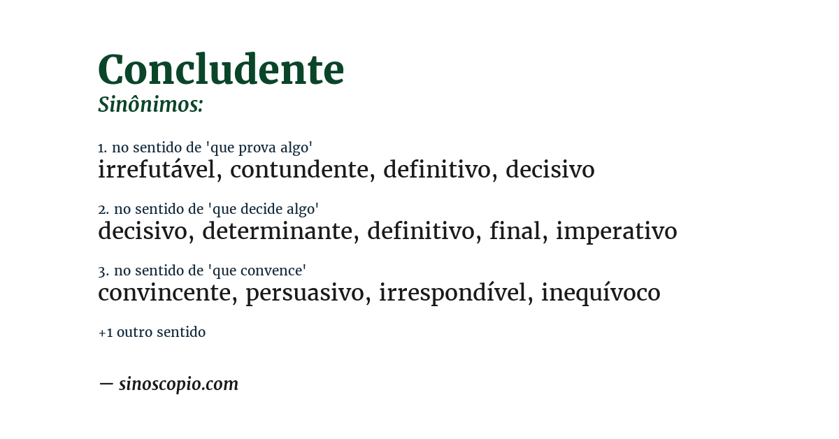 Sinônimo de concludente
