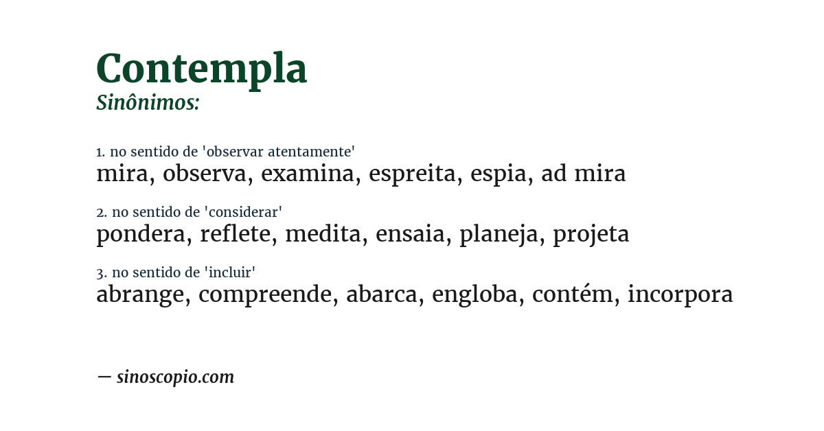 Sinônimo de contempla