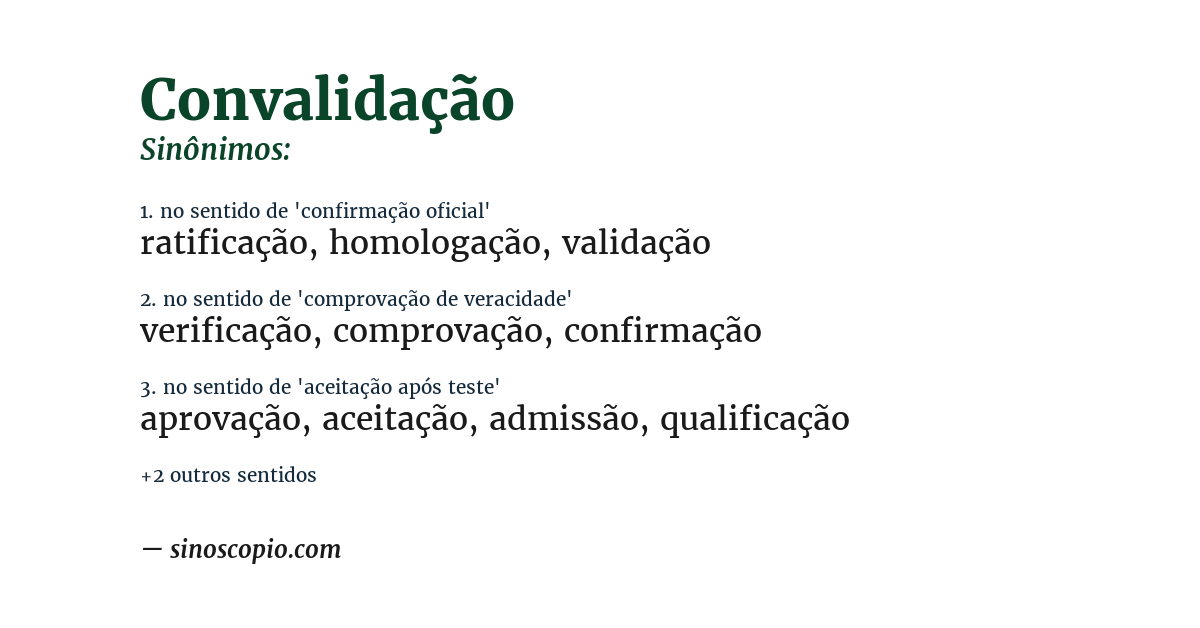 Sinônimo de convalidação