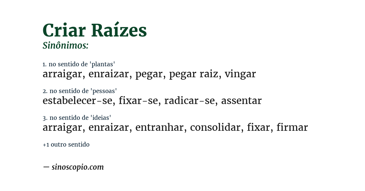 Sinônimo de criar raízes