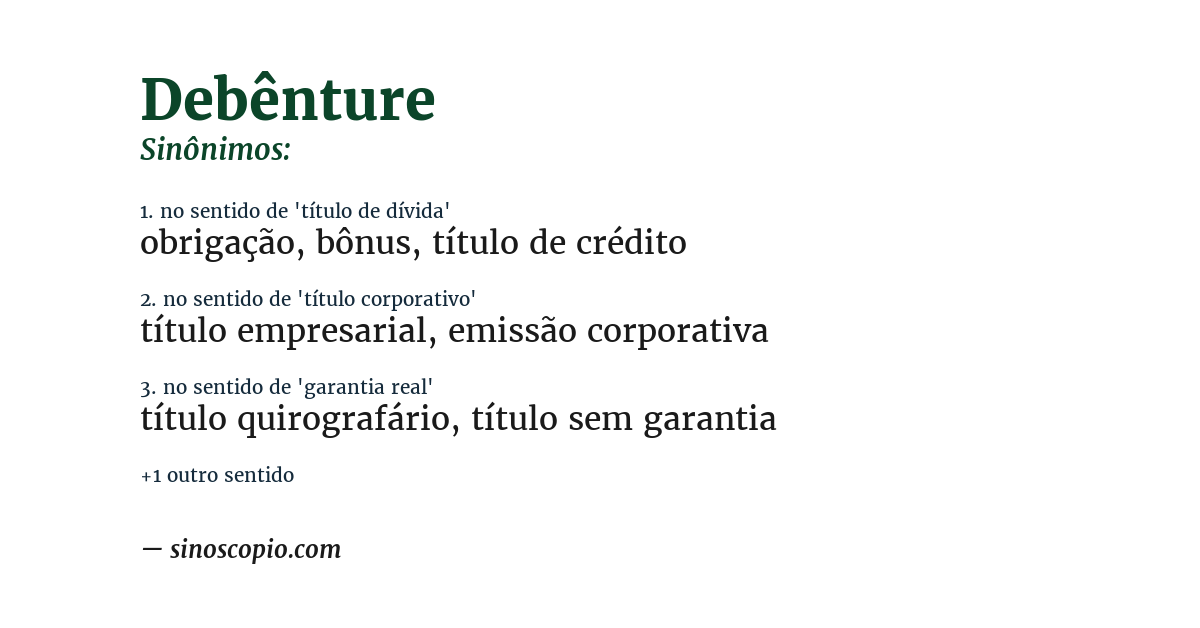 Sinônimo de debênture