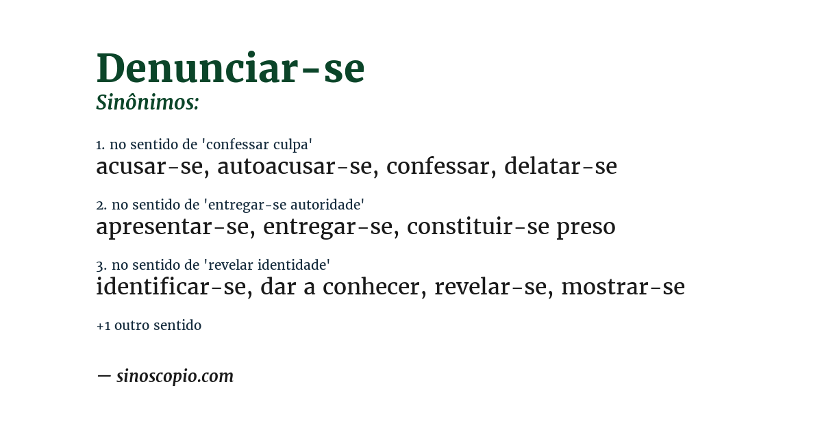 Sinônimo de denunciar-se