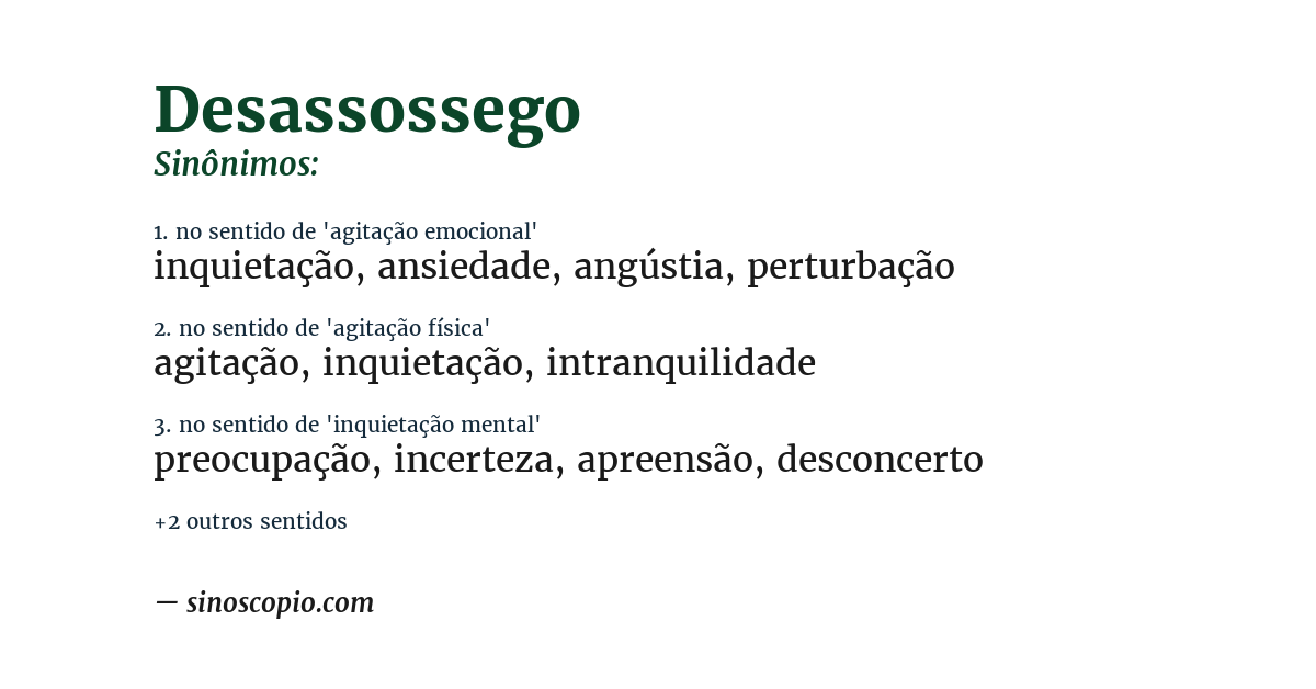 Sinônimo de desassossego