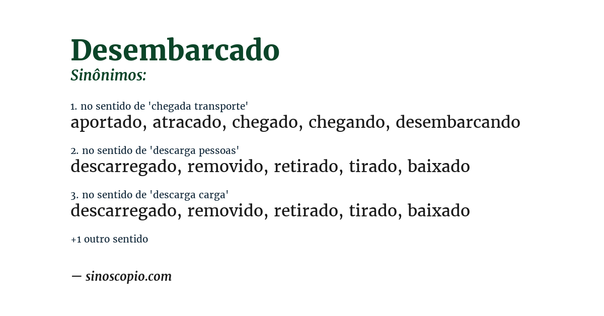 Sinônimo de desembarcado