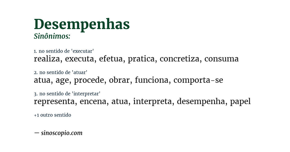 Sinônimo de desempenhas