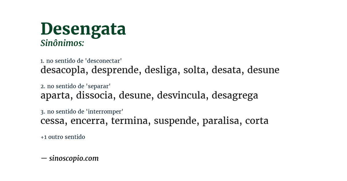 Sinônimo de desengata