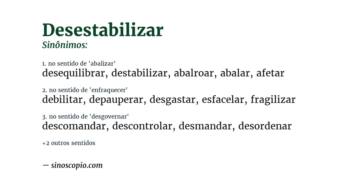 Sinônimo de desestabilizar