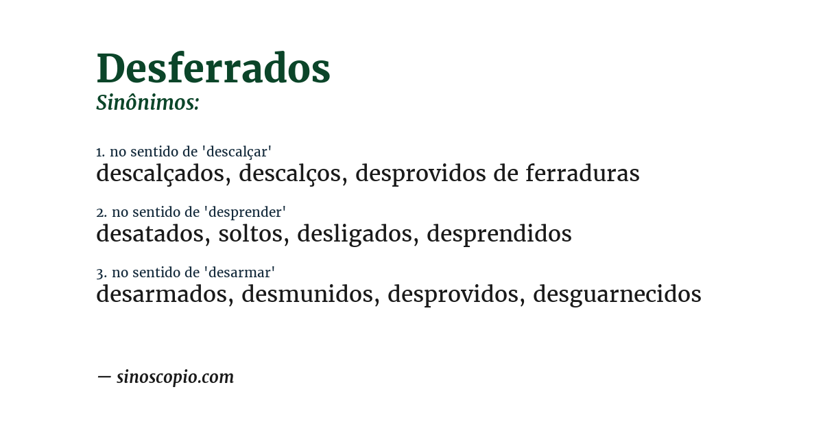 Sinônimo de desferrados