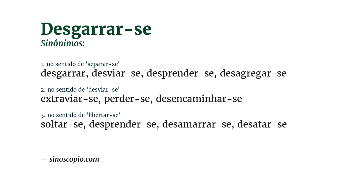 Sinônimo de desgarrar-se