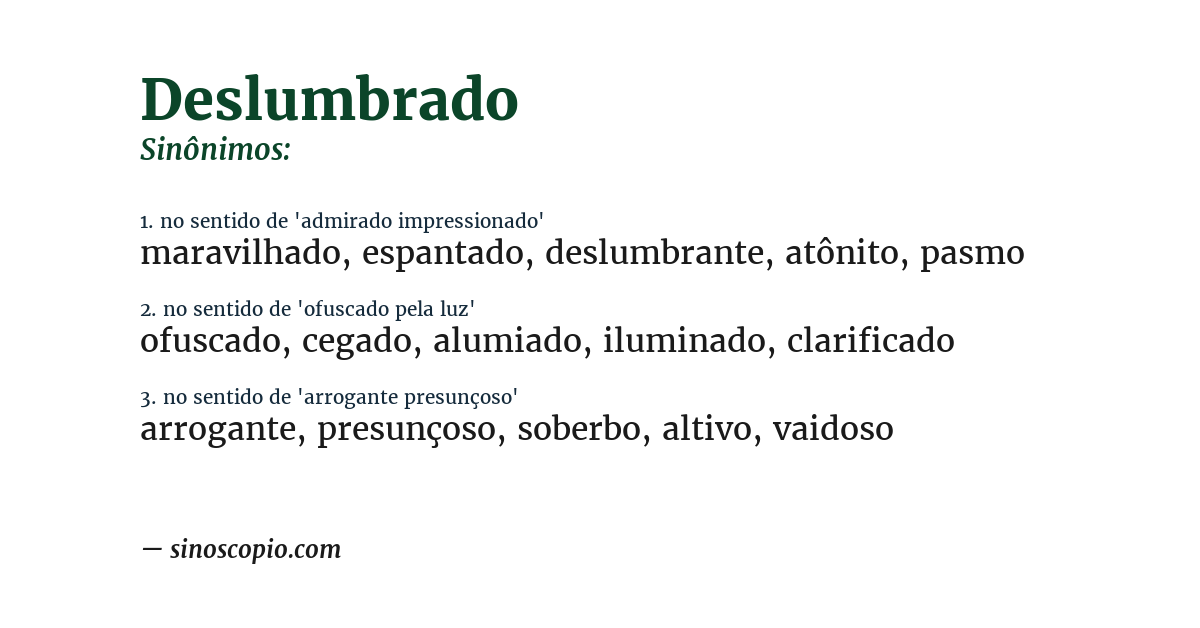 Sinônimo de deslumbrado