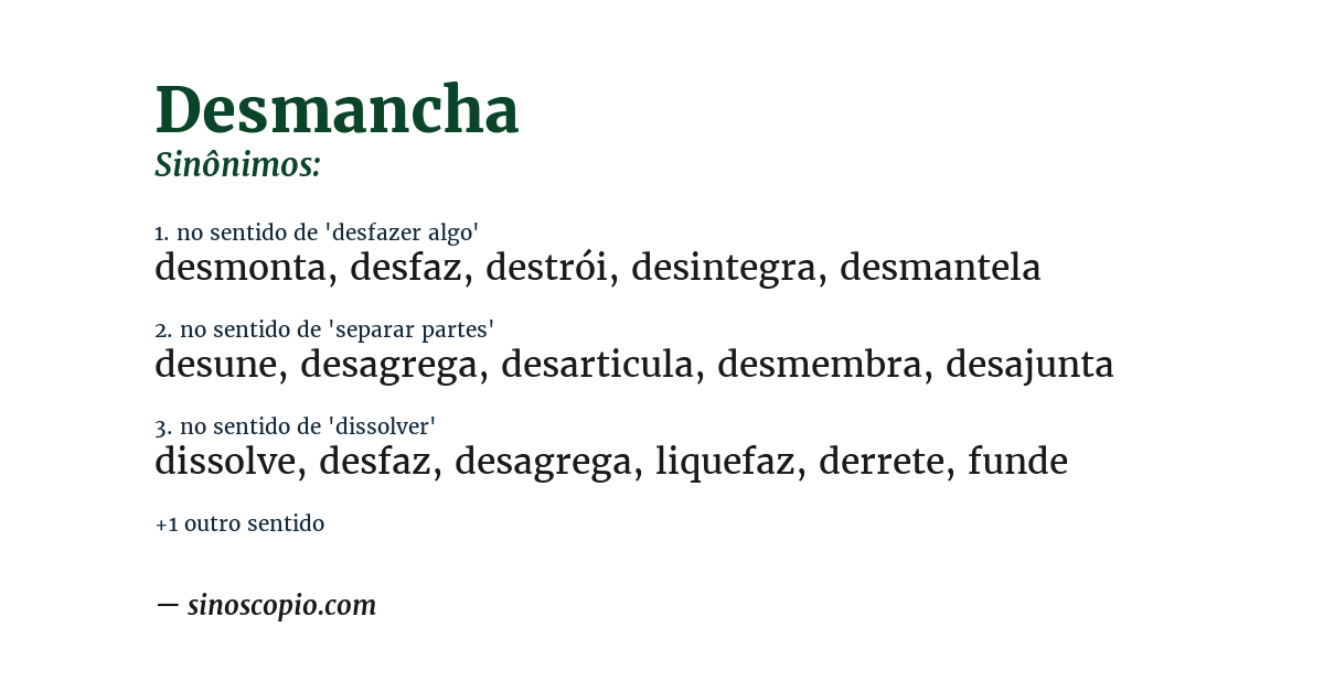 Sinônimo de desmancha