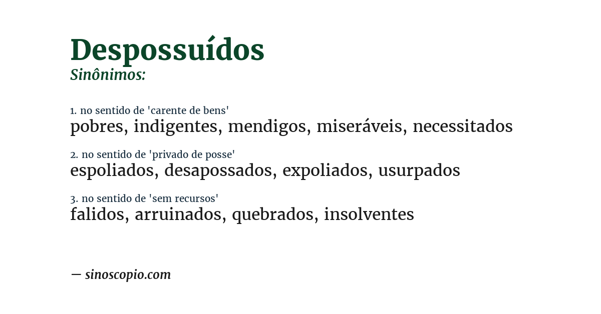 Sinônimo de despossuídos