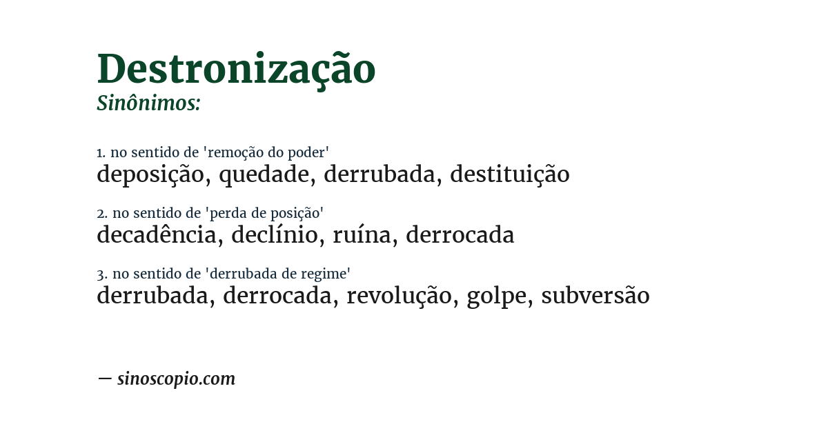 Sinônimo de destronização