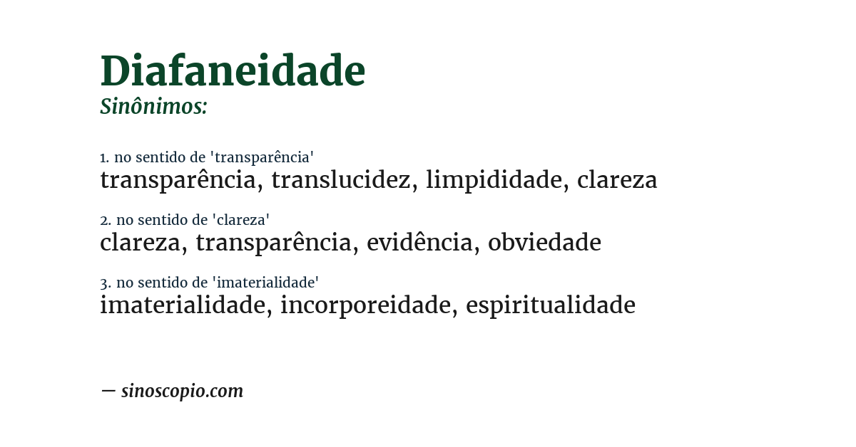 Sinônimo de diafaneidade