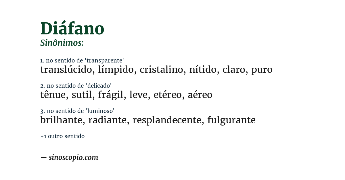 Sinônimo de diáfano