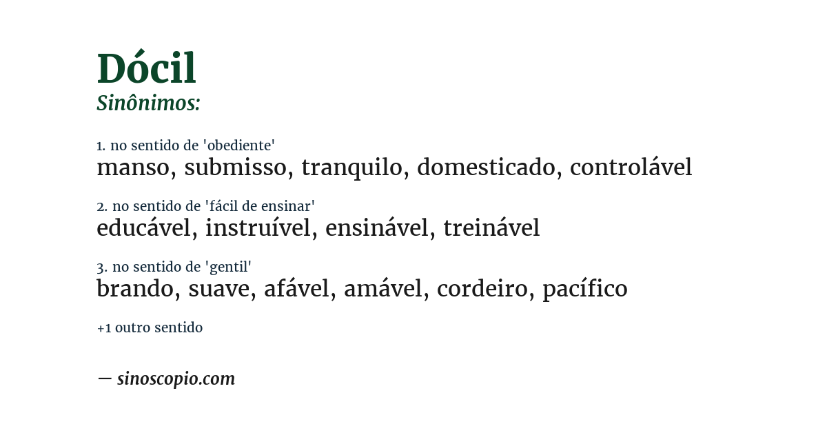 Sinônimo de dócil