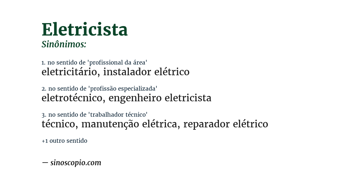Sinônimo de eletricista