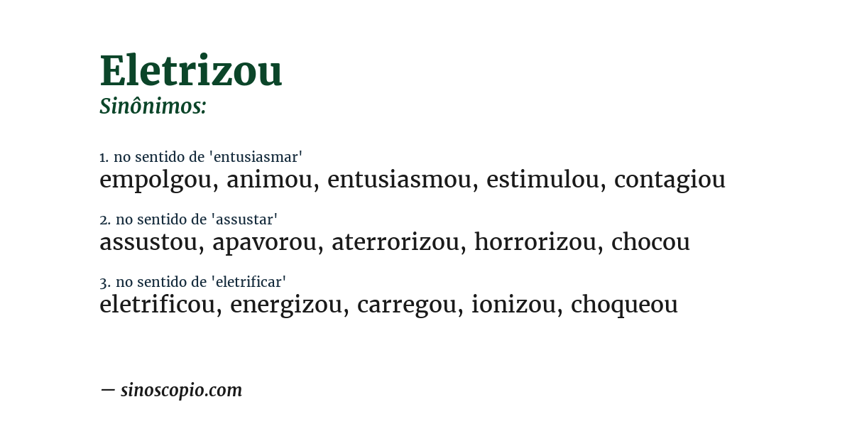 Sinônimo de eletrizou