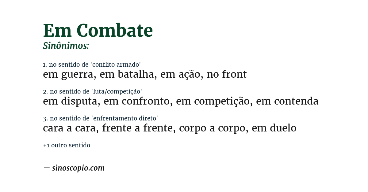 Sinônimo de em combate