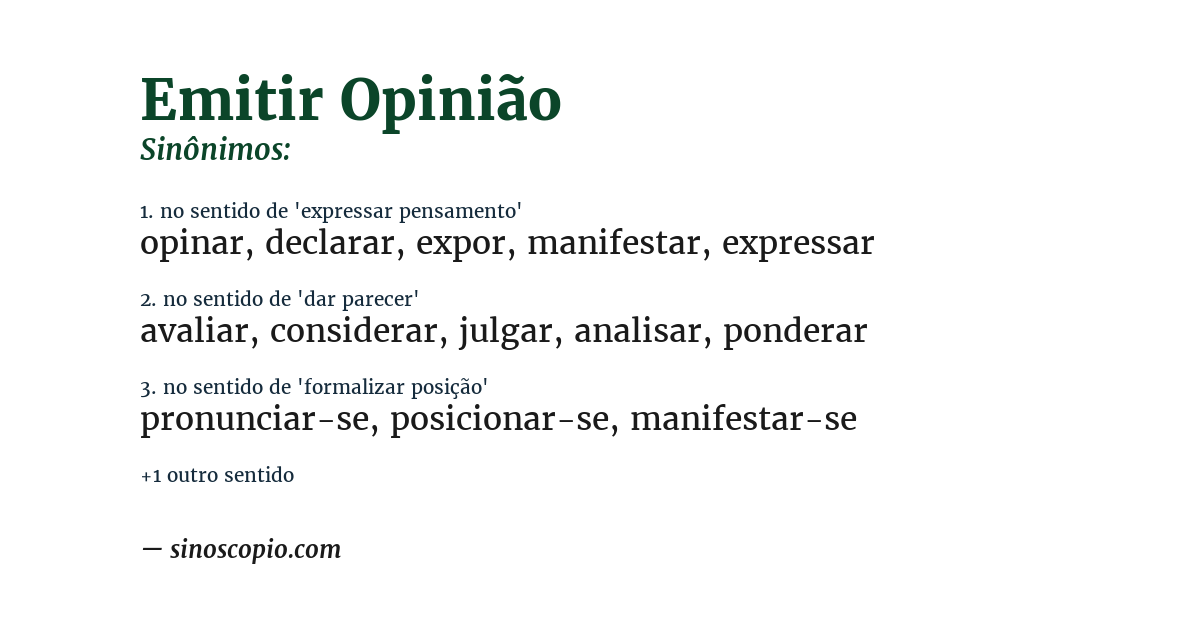 Sinônimo de emitir opinião