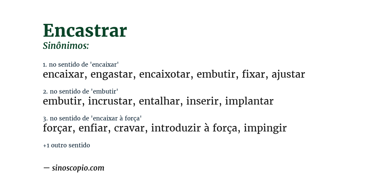 Sinônimo de encastrar