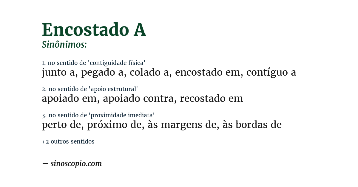 Sinônimo de encostado a