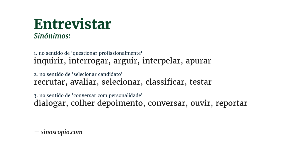 Sinônimo de entrevistar