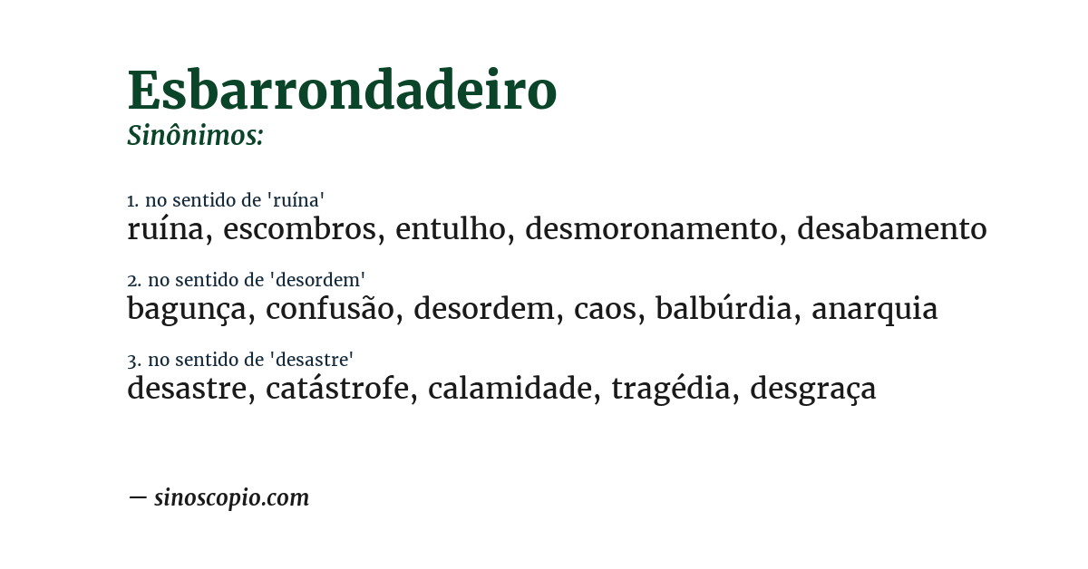 Sinônimo de esbarrondadeiro