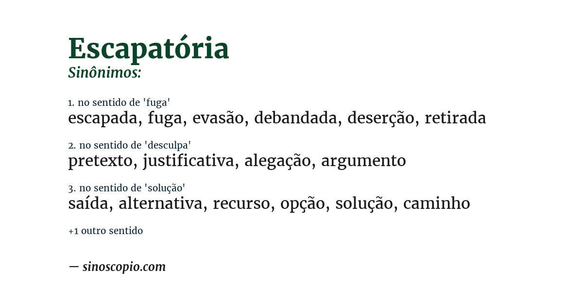 Sinônimo de escapatória