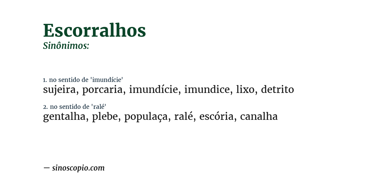 Sinônimo de escorralhos