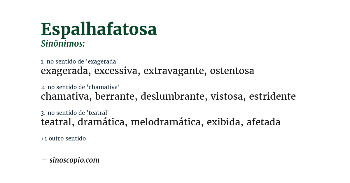 Sinônimo de espalhafatosa
