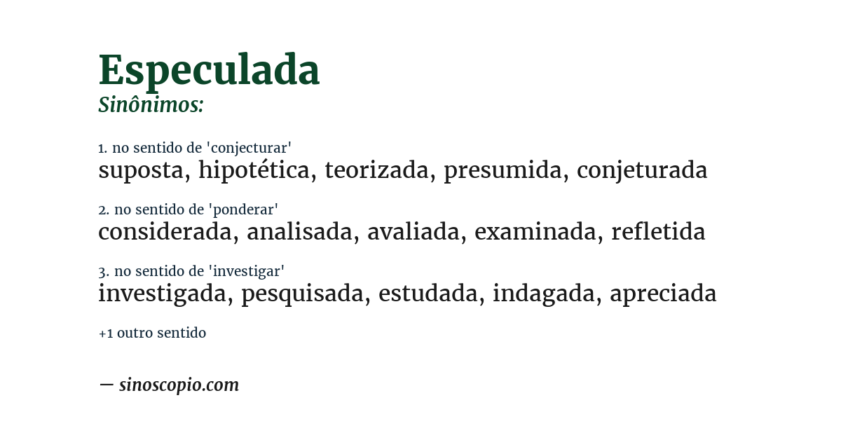 Sinônimo de especulada