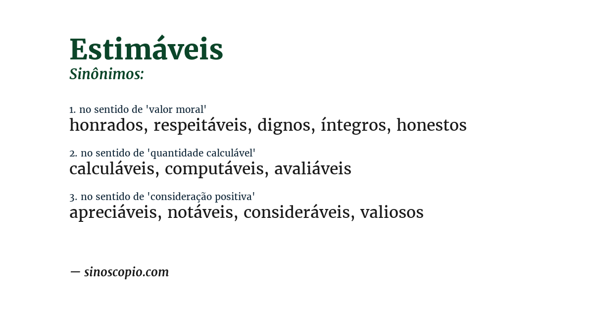 Sinônimo de estimáveis