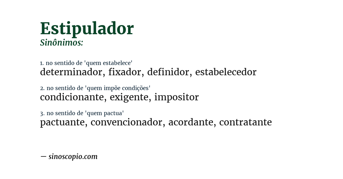 Sinônimo de estipulador