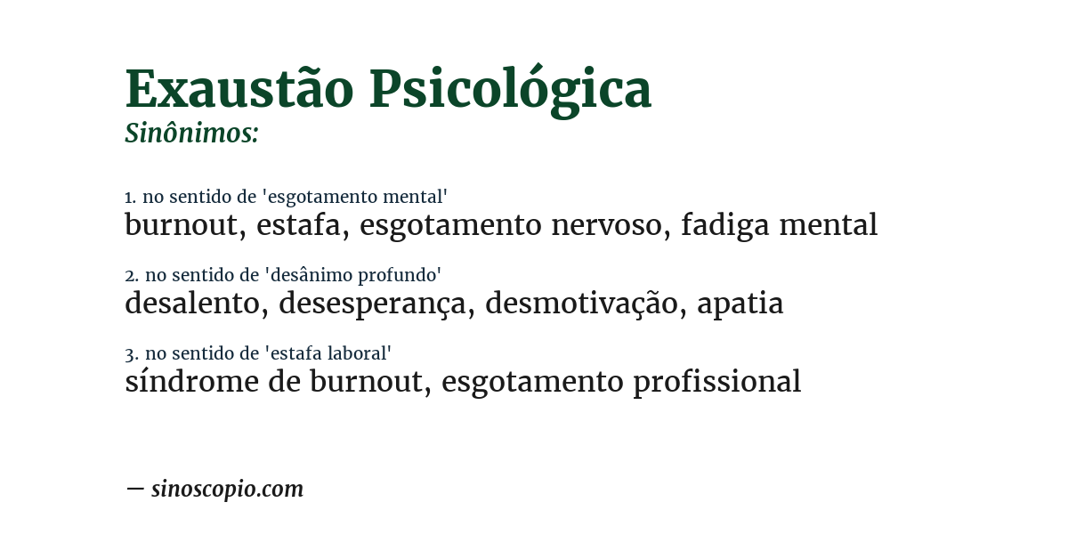 Sinônimo de exaustão psicológica
