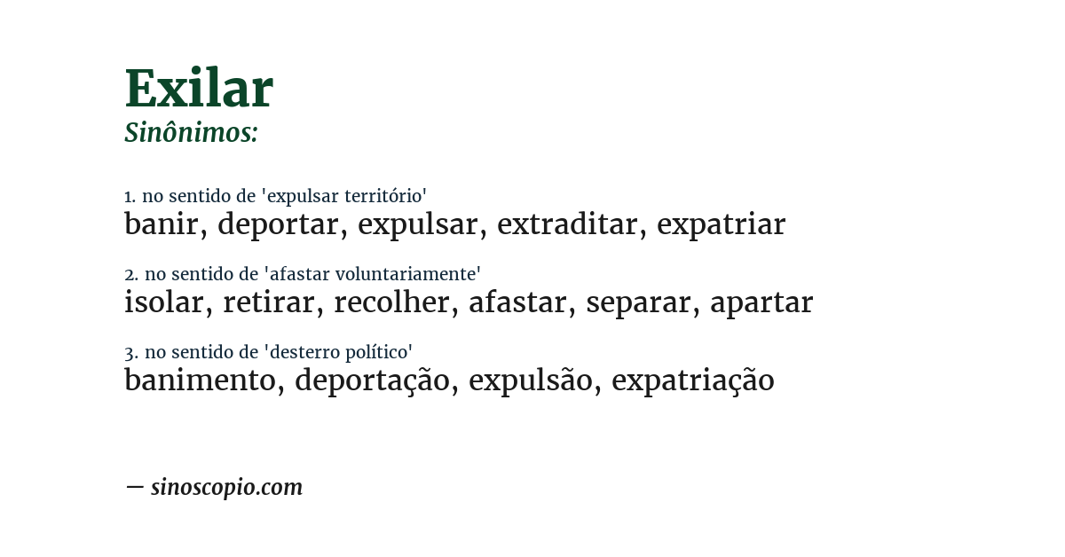 Sinônimo de exilar